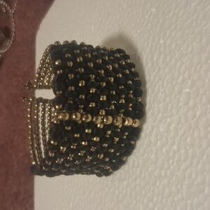 Black and Gold Beaded Men's Bracelet